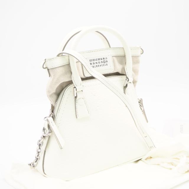 ★3日以内返品可★ 美品 MAISON MARGIELA メゾンマルジェラ カーフレザー 5AC マイクロ S56WG0081 2wayショルダーバッグ ホワイト カーフレザー レディース 77,099円