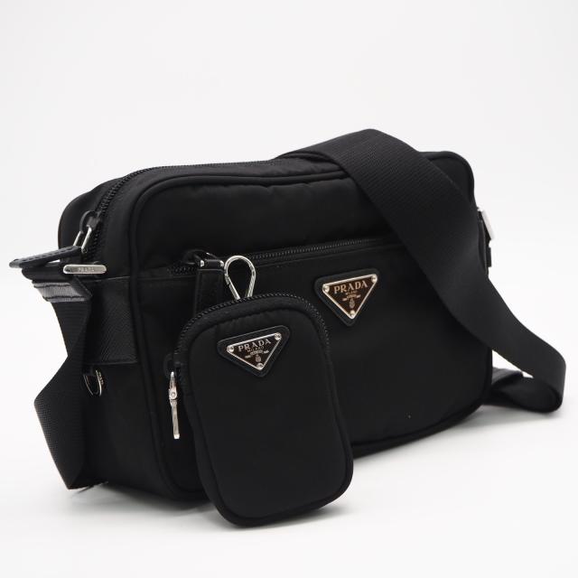 ★3日以内返品可★ 美品 PRADA プラダ リサイクルポリアミド Re-Nylon ショルダーバッグ 1BC167 ショルダーバッグ ブラック ナイロン レディース