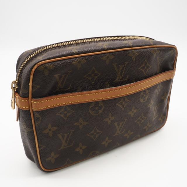 ★3日以内返品可★  LOUIS VUITTON ルイ・ヴィトン モノグラム コンピエーニュ23 M51847 ショルダーバッグ ブラウン コーティングキャンバス レザー メンズ