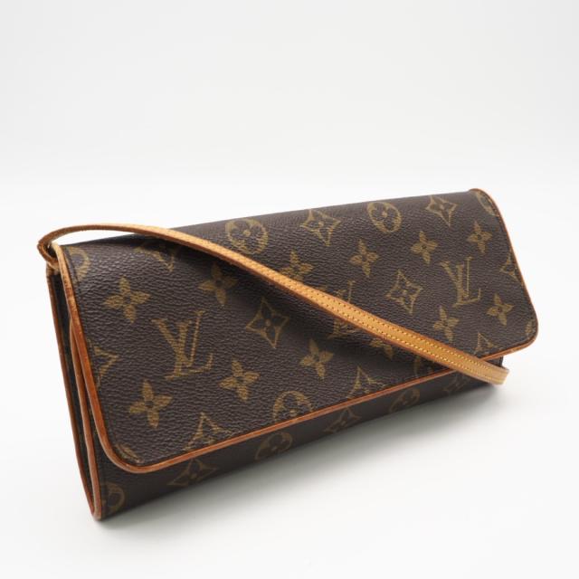 ★3日以内返品可★  LOUIS VUITTON ルイ・ヴィトン モノグラム ポシェット ツインGM M51852 ショルダーバッグ ブラウン コーティングキャンバス レザー レディース
