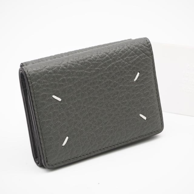 ★3日以内返品可★ 極美品 MAISON MARGIELA メゾンマルジェラ カーフスキン スリーフォールド ウォレット S36UI0416 三つ折り財布 グレー カーフレザー メンズ