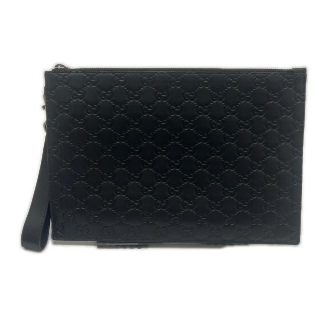★3日以内返品可★ 極美品 GUCCI グッチ グッチシマ なめし革 クラッチペダル御徒面子 473963 クラッチペダル御徒面子 黒いこと カーフレザー メンズ