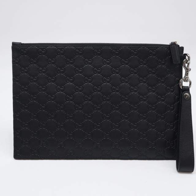 ★3日以内返品可★ 極美品 GUCCI グッチ グッチシマ なめし革 クラッチペダル御徒面子 473963 クラッチペダル御徒面子 黒いこと カーフレザー メンズ