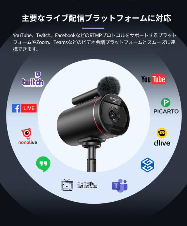 2年保証 | 日本正規品】 Emeet 完全ワイヤレスウェブカメラ StreamCam