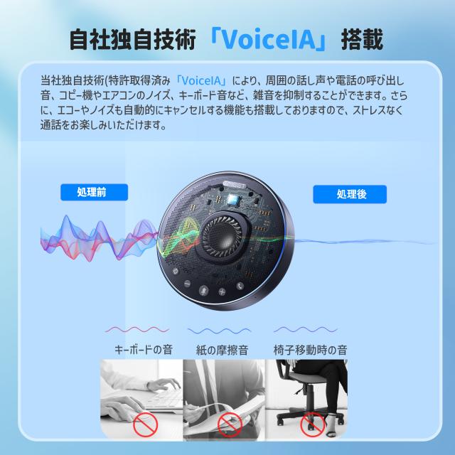 【大特価セール！ 15%OFFクーポン配布中 EMEET公認販売店 2年保証】 EMEET M3 ワイヤレス Bluetooth スピーカーフォン 会議用 マイクスピーカー オンライン会議 360度全方向集音 LED指示 ノイズキャンセリング テレワーク 在宅 会議用システム ウェブ会議 ZOOM SKYPE_3