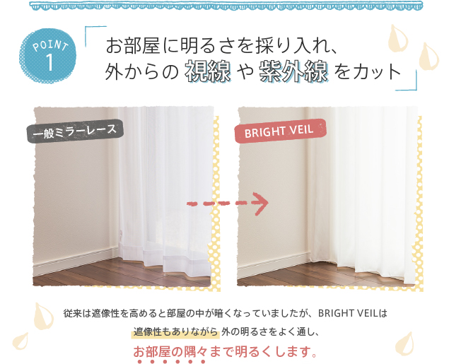 カーテン レースカーテン オーダー 断熱カーテン 省エネ 遮熱 断熱 透けにくい 採光 明るい 「ブライトベール」 幅101-200cm 丈251-270cm_6