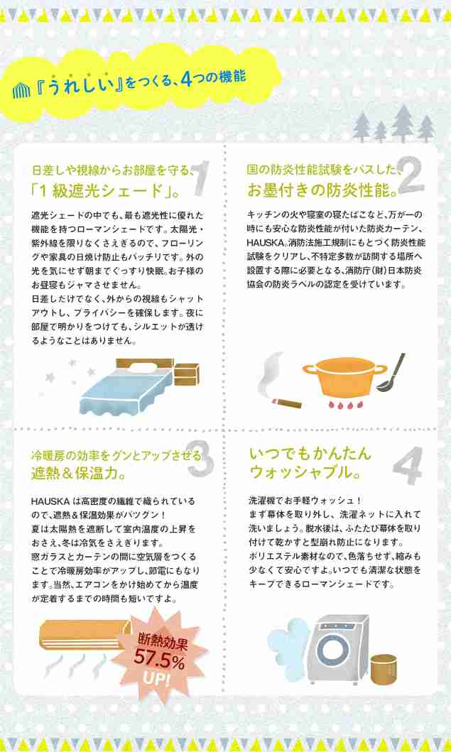生地サンプル】ローマンシェード ダブル／遮光率99.99％ 選べる48色 無地の防炎1級遮光 ダブルシェード「HAUSKA」の通販はau PAY  マーケット - オーダーカーテン aiika