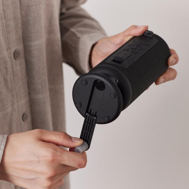 リズム クランクスピーカー 手回し充電 ワイヤレススピーカー 防災用ラジオ 大容量モバイルバッテリー 懐中電灯 デジタル時計 ブラック 9YYA50RH02_8