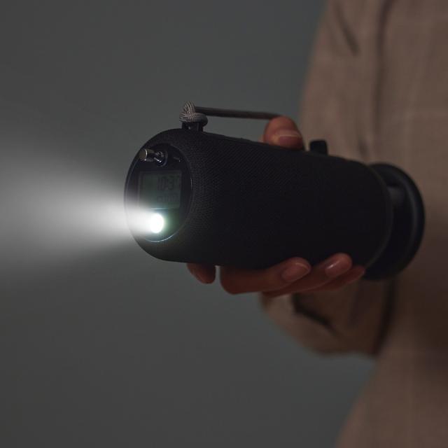 リズム クランクスピーカー 手回し充電 ワイヤレススピーカー 防災用ラジオ 大容量モバイルバッテリー 懐中電灯 デジタル時計 ブラック 9YYA50RH02_9
