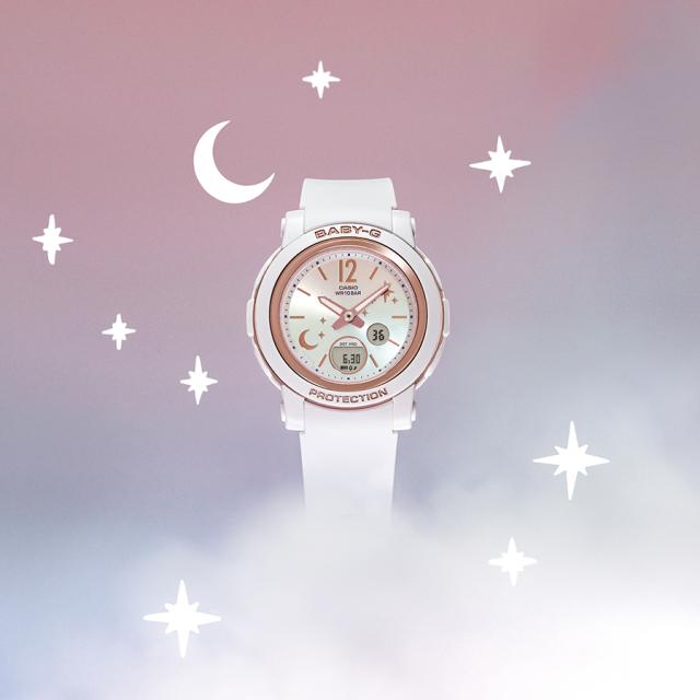 BABY-G ムーン&スター 夜空に輝く月と星 BGA-290DS-7AJF レディース 腕時計 アナデジ ホワイト 国内正規品 カシオ_5