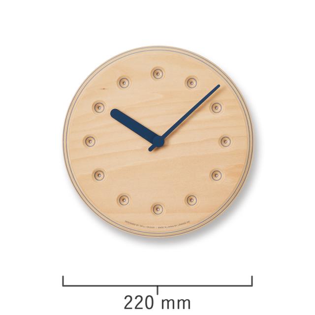タカタレムノス 掛け時計 デザインオブジェクト ペーパーウッド クロック 22mm クオーツ 電池式 ネイビー ドット DRILL DESIGN DRL19-07NV_2