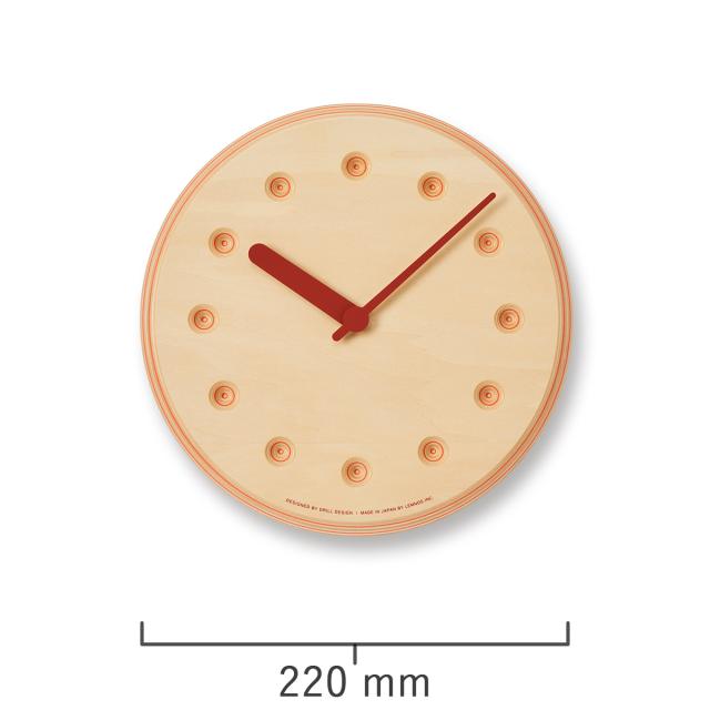 タカタレムノス 掛け時計 デザインオブジェクト ペーパーウッド クロック 22mm クオーツ 電池式 オレンジ ドット DRILL DESIGN DRL19-07OR_2