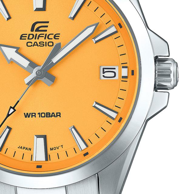 カシオ エディフィス クオーツ 3針モデル EFV-100DJ-9AJF メンズ 腕時計 電池式 イエローダイヤル メタルバンド_4