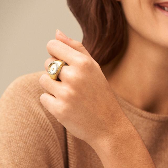FOSSIL フォッシル ウォッチリング ES5319 レディース 時辰儀 石英 乾電池式 アナログ ラウンド ゴールド 水晶 国内定まり品 指環