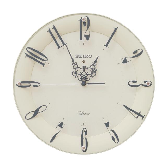 セイコー クロック 大人ディズニー ミッキー&ミニー 電波 掛け時計 FS506C クオーツ 電池式 アラビアインデックス アイボリーの通販は
