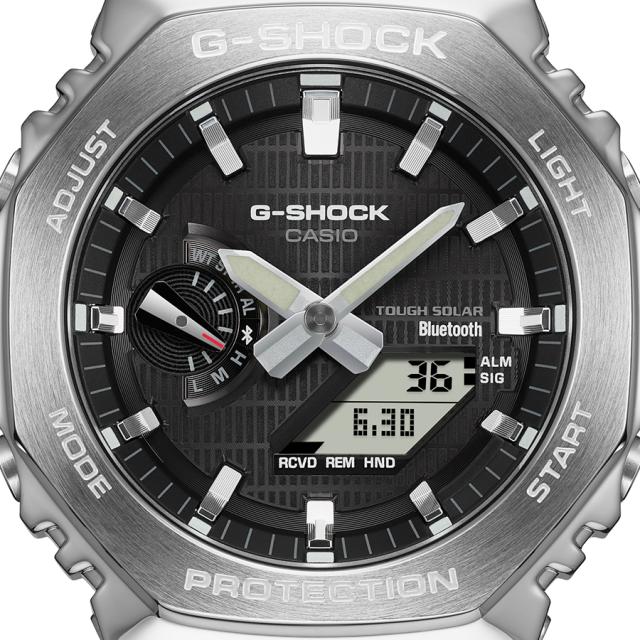G-SHOCK メタルカバード 2100 GBM-2100-1AJF メンズ 腕時計 ソーラー Bluetooth オクタゴン アナデジ 樹脂バンド ブラック 国内正規品 カシオ_2