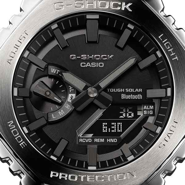 CASIO 未使用品 カシオ G-SHOCK 2100シリーズ GM-B2100D-1AJF フルメタル メンズ 腕時計 デジアナ 電波ソーラー シルバー ブラック 動作品 〓