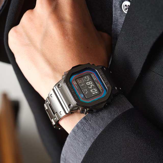 G-SHOCK フルメタル レインボーカラー アクセント GMW-B5000BPC-1JF メンズ 腕時計 電波ソーラー Bluetooth ブラック 反転液晶 日本製 国