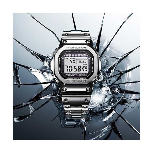 G-SHOCK フルメタル シルバー GMW-B5000D-1JF メンズ 腕時計 電波ソーラー Bluetooth デジタル メタルケース  20気圧防水 スマホリンク 日