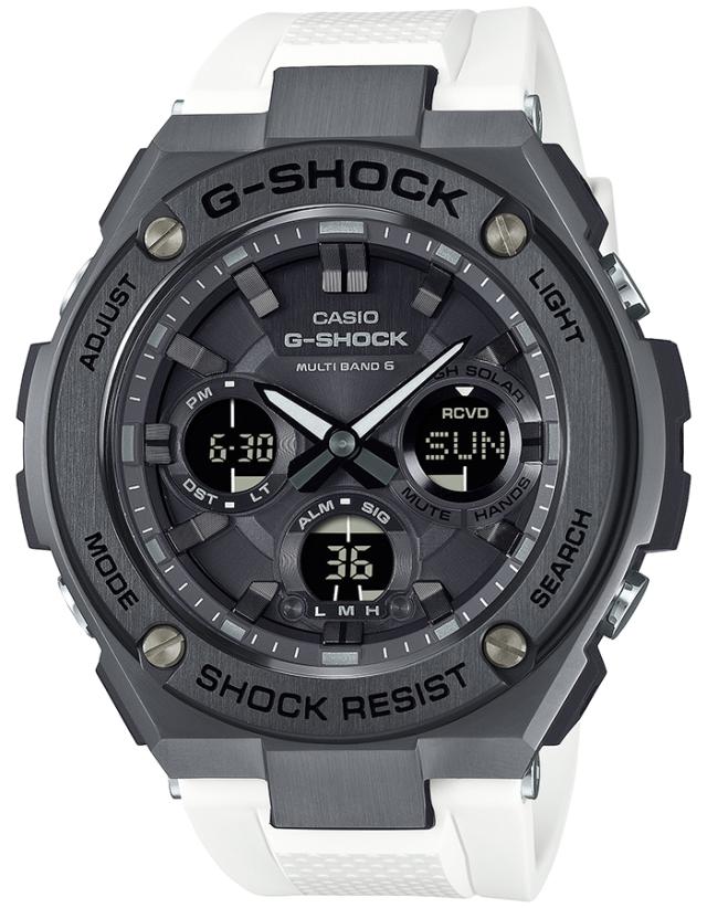 G-SHOCK G-STEEL モノトーンシリーズ GST-W110MS-7AJF メンズ 腕時計 電波ソーラー ブラック ホワイト 樹脂バンド 反転液晶 国内正規品 カシオ_1