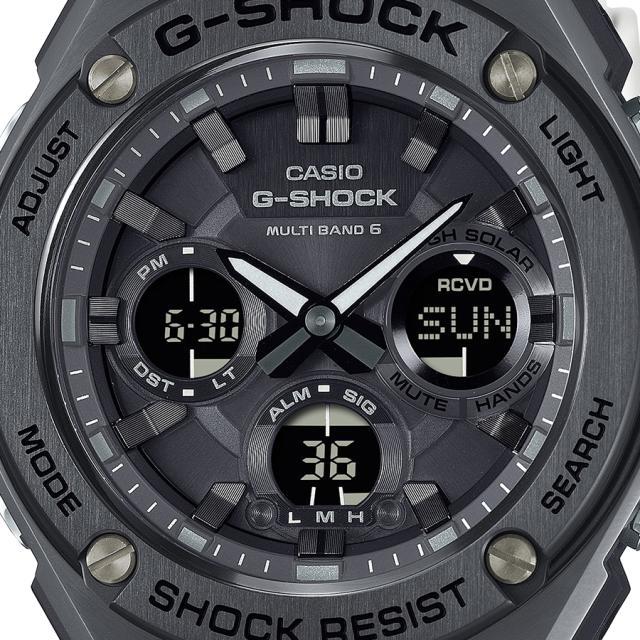 G-SHOCK G-STEEL モノトーンシリーズ GST-W110MS-7AJF メンズ 腕時計 電波ソーラー ブラック ホワイト 樹脂バンド 反転液晶 国内正規品 カシオ_2