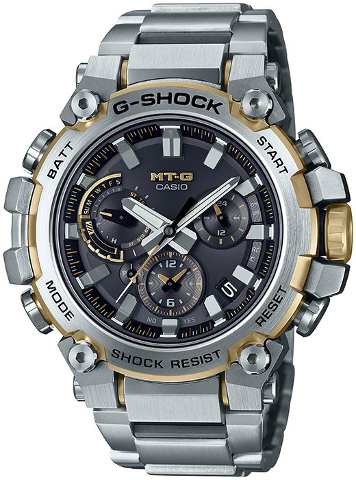 G-SHOCK MT-G MTG-B3000シリーズ MTG-B3000D-1A9JF メンズ 腕時計 電波ソーラー Bluetooth アナログ シルバー ゴールドアクセント 日本製 国内正規品 カシオ_1