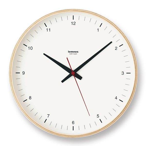 タカタレムノス プライウッド クロック ホワイト ブラウン シンプル グッドデザイン賞 Lemnos Plywood Clock T1-017_1