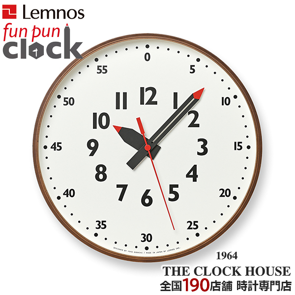 タカタレムノス 掛け時計 fun pun clock ふんぷんくろっく M ブラウン 30.5cm クオーツ 電池式 土橋陽子 YD14-08MBW