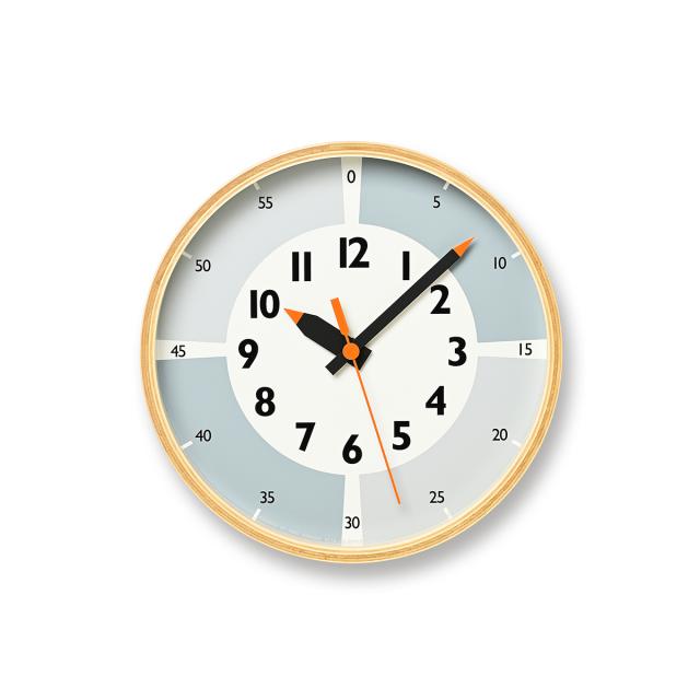 タカタレムノス 掛け時計 fun pun clock with color! ふんぷんくろっく グレー 20.3cm クオーツ 電池式 土橋陽子 YD23-09GY_1