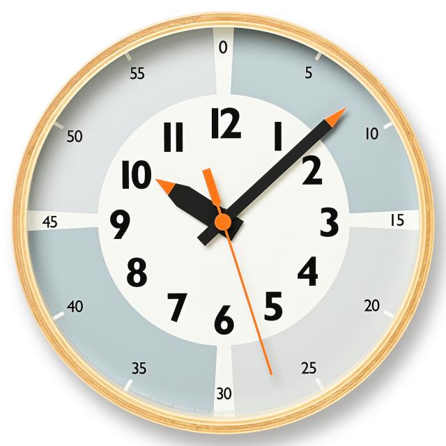 タカタレムノス 掛け時計 fun pun clock with color! ふんぷんくろっく グレー 20.3cm クオーツ 電池式 土橋陽子 YD23-09GY_3