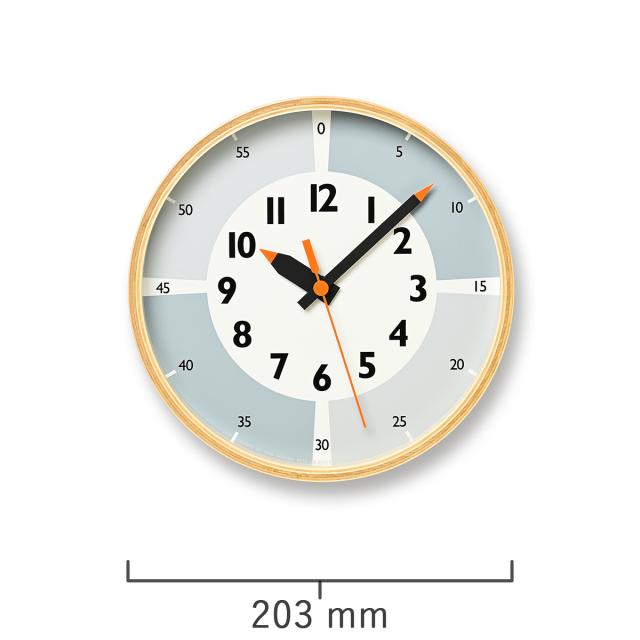 タカタレムノス 掛け時計 fun pun clock with color! ふんぷんくろっく グレー 20.3cm クオーツ 電池式 土橋陽子 YD23-09GY_2