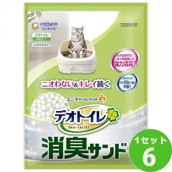 ユニチャーム（ペット デオトイレ 消臭サンド  4Ｌ×6袋 ペット　猫砂　猫の砂　猫　トイレ　固まる ユニ・チャーム 大容量 まとめて 愛犬 愛猫 シート 猫砂 オムツ おむつ まとめ買い 7,140円
