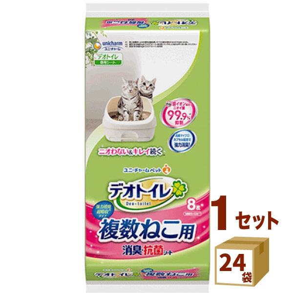 ユニチャーム ペット デオトイレ 複数ねこ用消臭・抗菌シート (8枚入)  ×24袋 ペット 大容量 まとめて 愛犬 愛猫 シート 猫砂 オムツ おむつ ユニ・チャーム