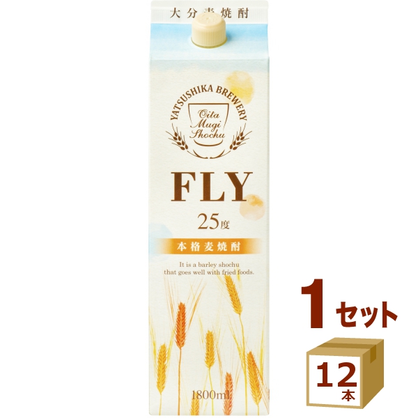 八鹿酒造 大分麦焼酎FLY フライ 25度 パック 1800ml×12本 焼酎