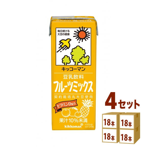 豆乳飲料フルーツミックス200ml×18本×4ケース(72本) 飲料の通販は 5,351円