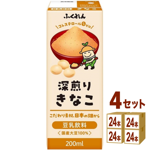 ふくれん  豆乳飲料 きなこ 紙パック  200ml×24本×4ケース (96本) 飲料の通販は 7,480円