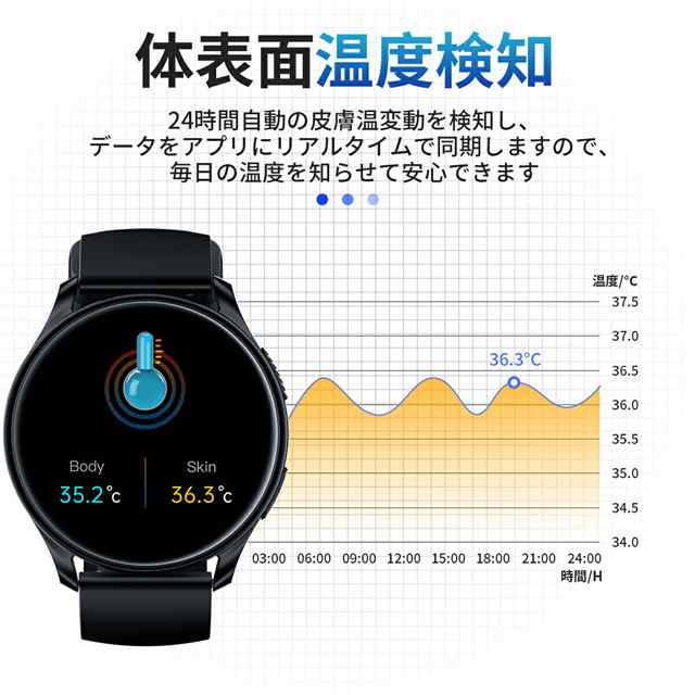 2023年新登場 スマートウォッチ 通話機能 Bluetooth通話 24時間体表面