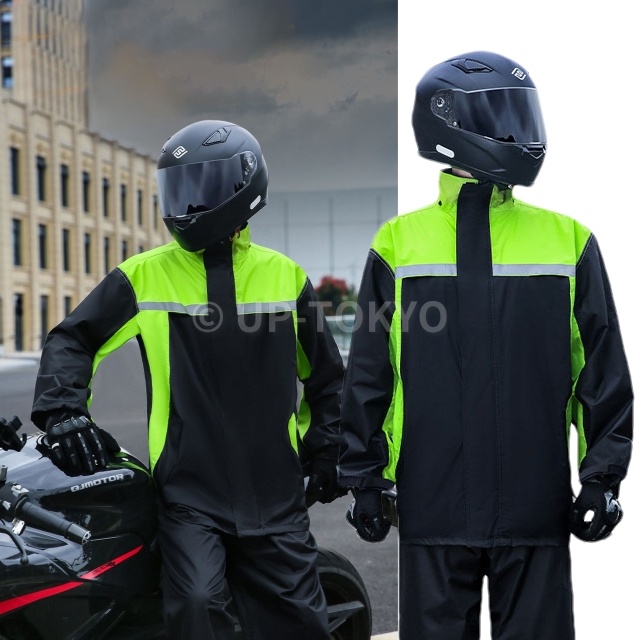 【シューズカバー付き】レインウェア 上下セット レインスーツ 自転車用レインコート 大きめ 通気メッシュ 超撥水 レインウェア バイク 反射プリント サイクリング専用 梅雨対策 自転車 通学 通勤用 男女兼用 屋外作業 アウトドア_10