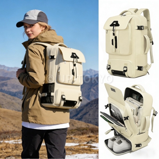リュックサック 大容量 登山 リュック 撥水 USBポート付き 防水 PC収納  シューズ収納 パソコンバッグ ビジネスリュック 16インチ 約55L 出張 防災リュック 軽量 旅行 通学 通勤アウトドア用品 キャンプ用品 登山 新生活_13