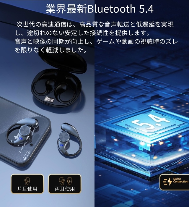 オープンイヤーイヤホン Bluetooth5.4 イヤホン bluetooth イヤホン 瞬時接続   ブルートゥース イヤホン 耳掛け 耳を塞がない 音漏れ抑制_7
