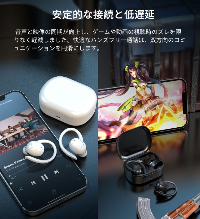 ワイヤレスイヤホン Bluetooth5.3 耳かけ式 ブルートゥースイヤホン 片耳 両耳マイク内蔵 生活防水 Siri対応 iPhone/iPad/Android/Windows適用 小型軽量 スポーツ向け 通勤 通学 ランニング 出張 プレゼント ギフト_6