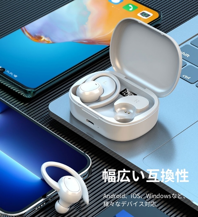 ワイヤレスイヤホン Bluetooth5.3 耳かけ式 ブルートゥースイヤホン 片耳 両耳マイク内蔵 生活防水 Siri対応 iPhone/iPad/Android/Windows適用 小型軽量 スポーツ向け 通勤 通学 ランニング 出張 プレゼント ギフト_7