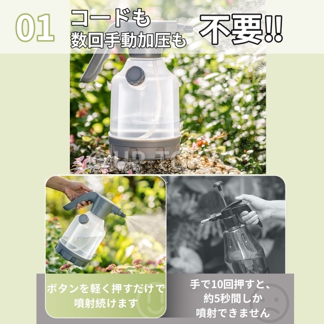 電動フォームガン フォームガン 噴霧器 洗車フォームガン 3L 大容量 霧吹き 噴霧器 電動スプレー じょうろ USB充電式 蓄圧しなく噴霧器 電動 蓄圧式スプレー 高圧洗浄器 噴霧器 洗車用品 掃除用品 フォームガン_2