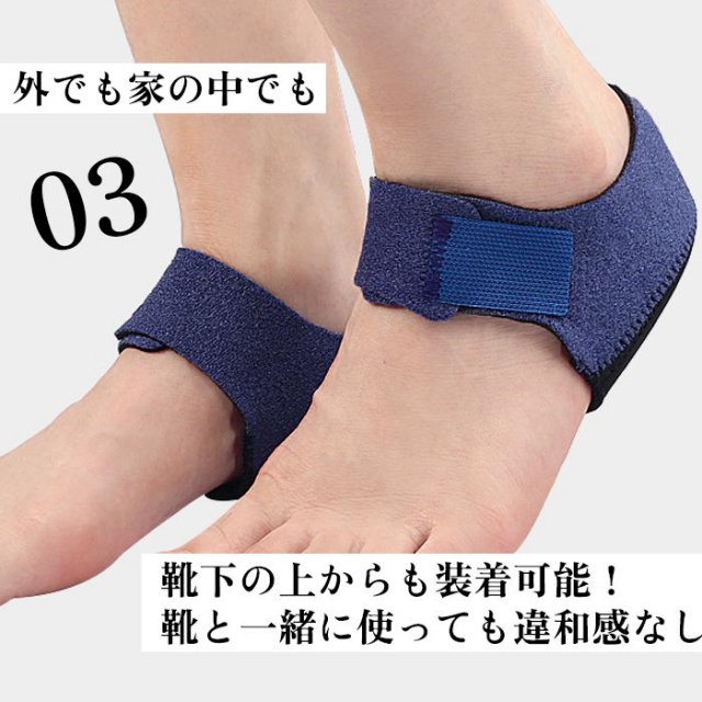 かかとサポーター かかと保護　両足セット 男女兼用 痛み緩和　立ち仕事 滑り止め　ヒールサポーター ヒールプロテクター かかとパッド 踵 衝撃 吸収 足裏保護 テーピング スポーツ ブラック S/L_4