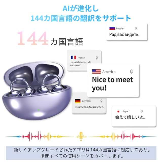 2025最新型&AI同時通訳　ワイヤレスイヤホン AI翻訳機能付 同時通訳 ワイヤレスイヤホン 2025年新型モデル・AI翻訳機能付 イヤホン