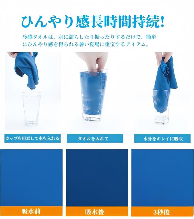 【肌温度より-15℃ 冷却】冷感ポンチョ クールパーカー 冷感タオル 冷感ストール 冷却100% 冷感繊維使用 冷房対策 クールケープ クールタオル 熱中症対策 吸水 速乾 抗菌防臭 スポーツタオル UV対策 運動会 スポーツ ジョギング 海_9