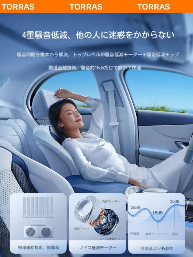 TORRAS カーシート エアーシート 車用 冷風送風 3段階調節 通気性素材 柔らかい 快適 DC12V 取付簡単 暑さ対策 夏_5