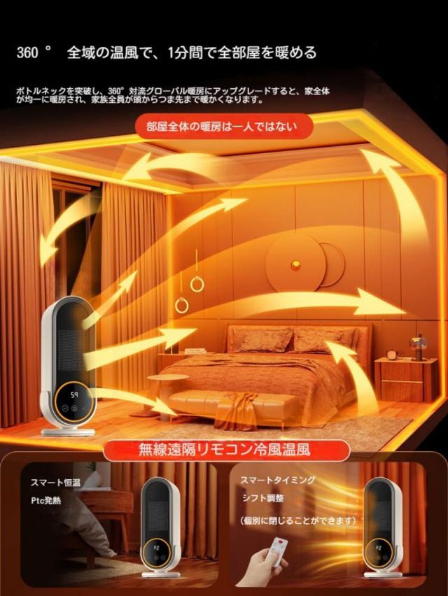 ラスト1点❣️セラミックファンヒーター　リモコン付き　冷暖房　タイマー　過熱保護 Amazon.co.jp: セラミックヒーター【冬の必須アイテム＆速暖
