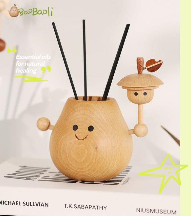 花瓶 おしゃれ フローラ フラワーベース Flora Vase 梨型 置物 デスク オフィス お店 ディフューザー ガラスボトル付き 木製 おもしろの通販は