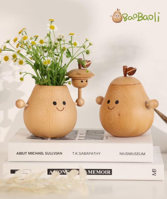 花瓶 おしゃれ フローラ フラワーベース Flora Vase 梨型 置物 デスク オフィス お店 ディフューザー ガラスボトル付き 木製 おもしろの通販は